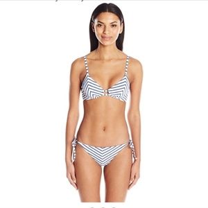 Splendid White and Navy Blue Striped Bikini Set